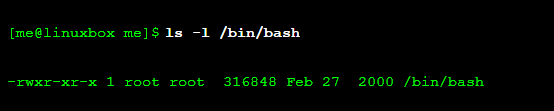 ls -l command for system bash file example.