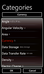 Unit categories selector