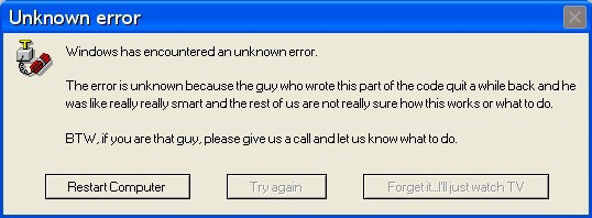 Unknown error message